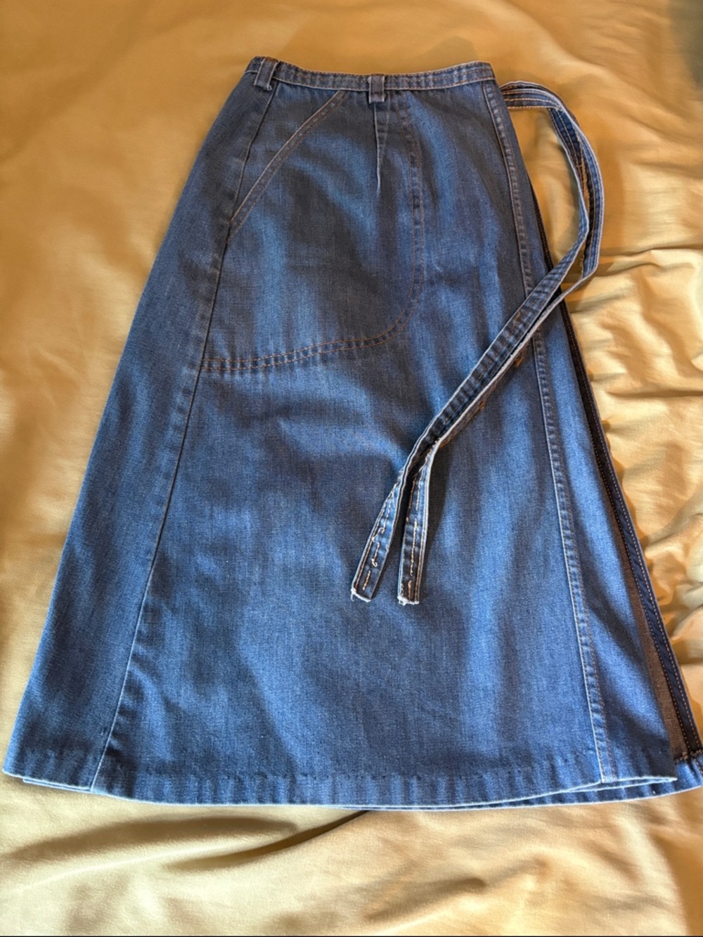 Russ Classic Blue Denim Wrap Midi Skirt with Front Pockets - Picture 4 of 5